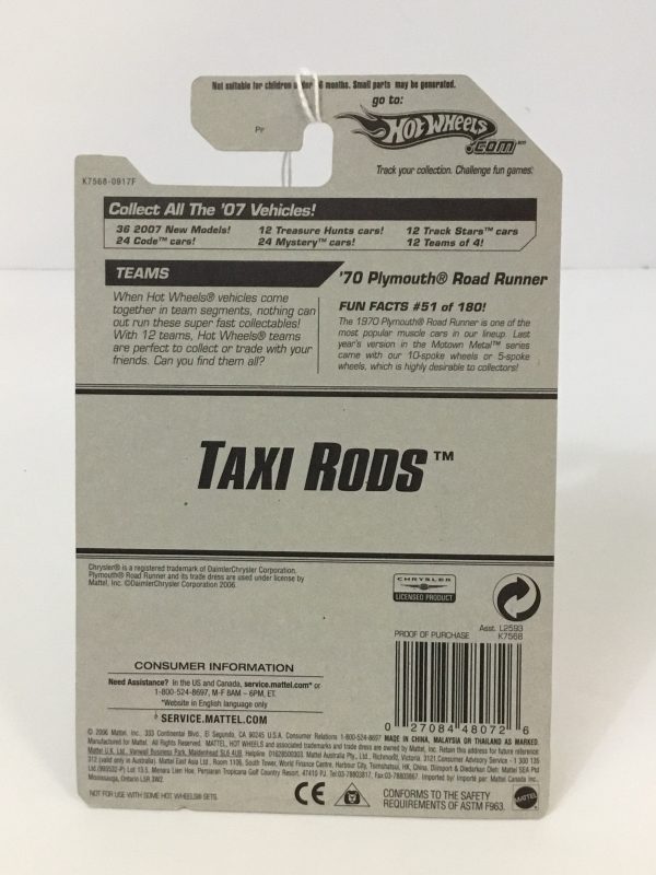 2007 Hot Wheels #51 70 Plymouth Road Runner taxi rods (GGG1) Online Sale