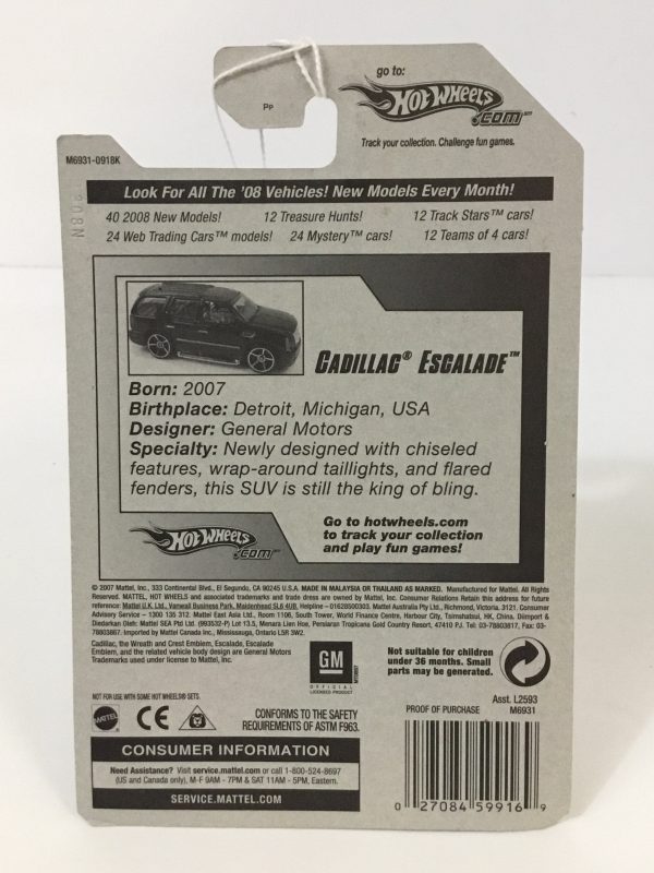 2008 Hot Wheels #65 Cadillac Escalade  (GGG5) For Discount